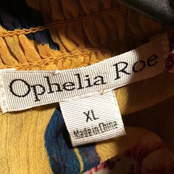 Ophelia Rose Floral Mustard Woman's Size Xtra Large Top - Picture 2 of 8